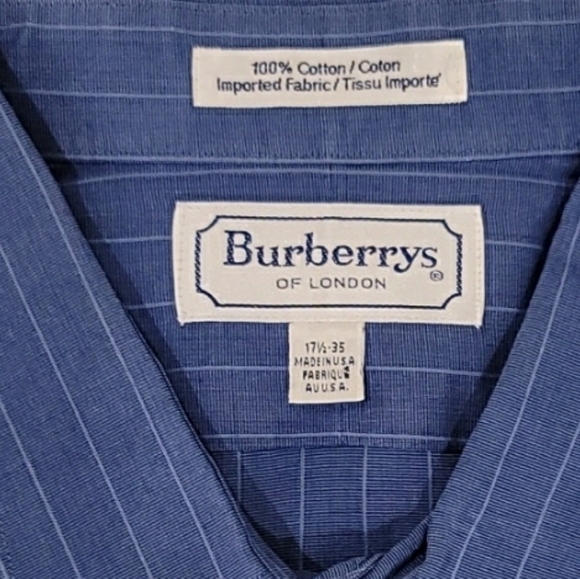 Burberrys London Pin Striped Men's Button-Down Dress Shirt - Size 17 1/2 - 35 - Picture 3 of 5